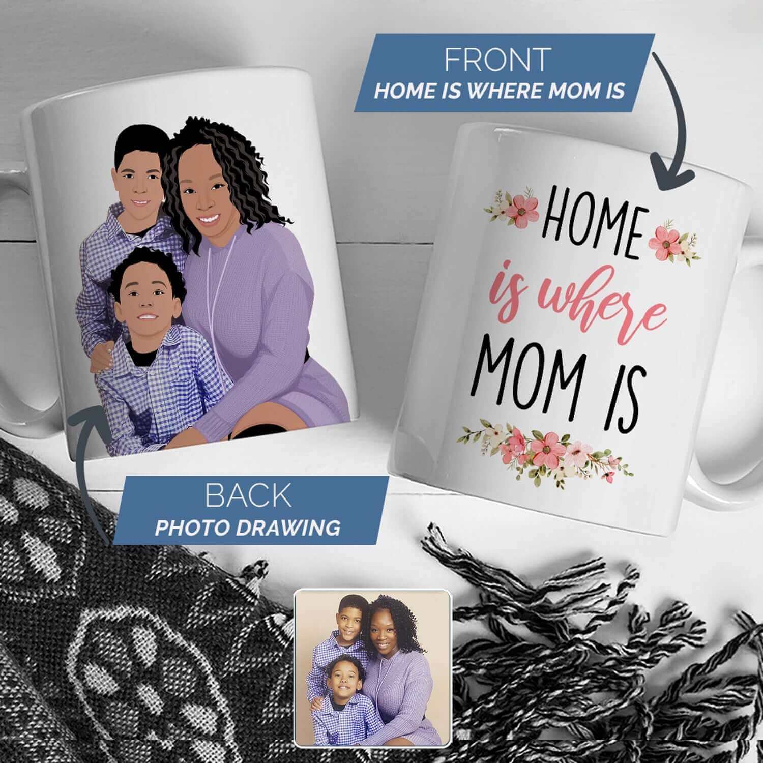 Home is Where Your Mom is Mug Personalized - Luxtopaz