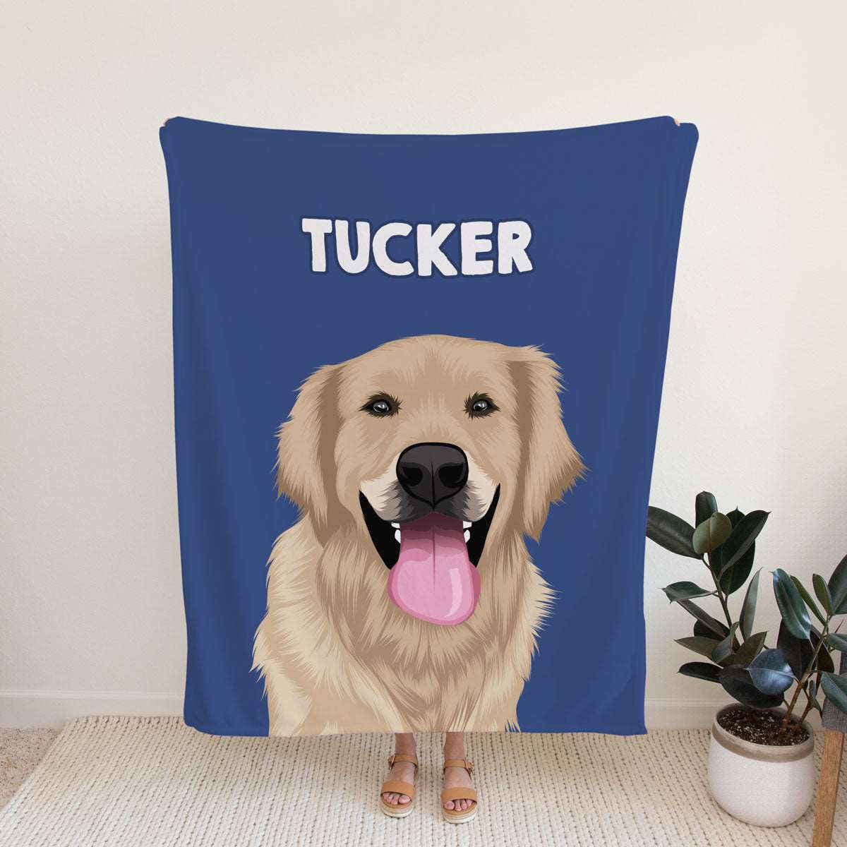 Custom Dog Portrait Blanket - Luxtopaz