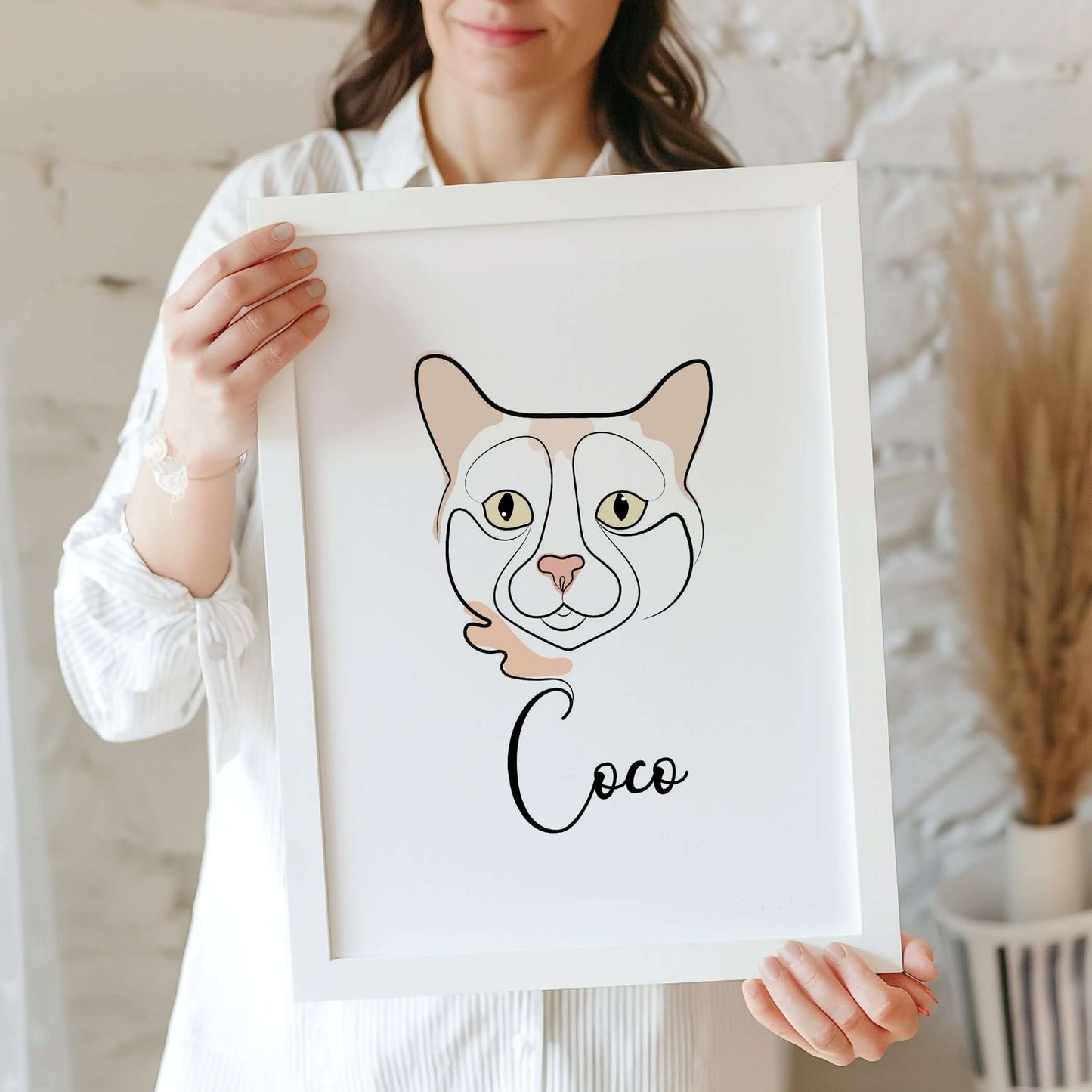 Minimalist Cat Line Drawing Portrait - Luxtopaz