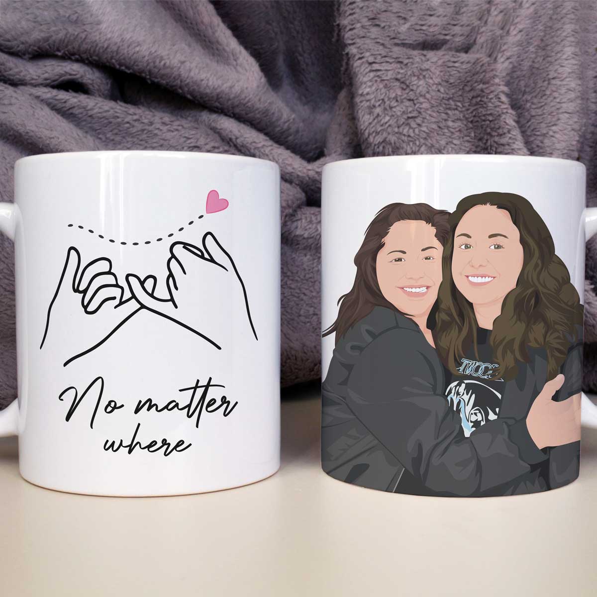 Custom No Matter Where Friends Mug - Luxtopaz