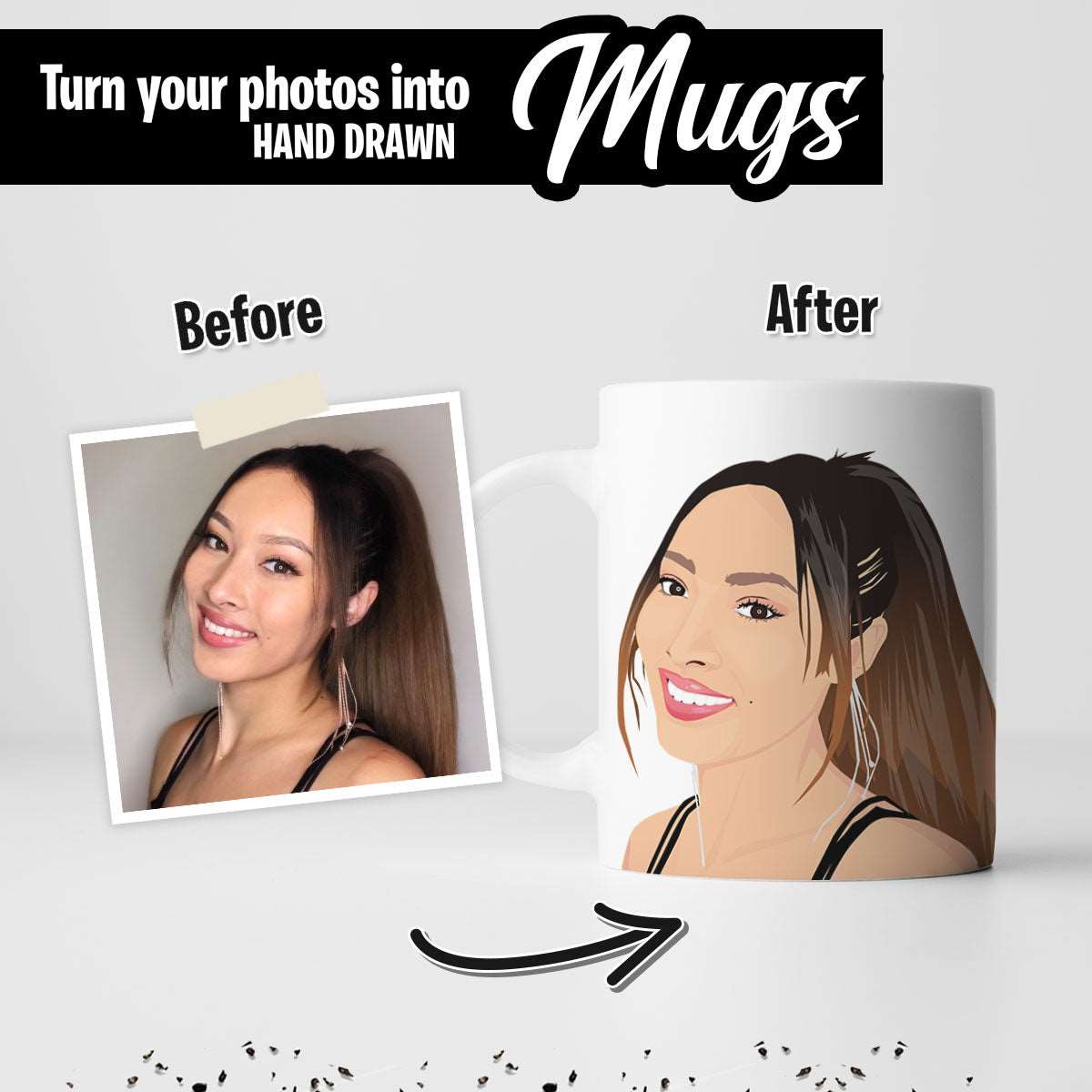 Custom Face Mug - Photo Drawing - Luxtopaz