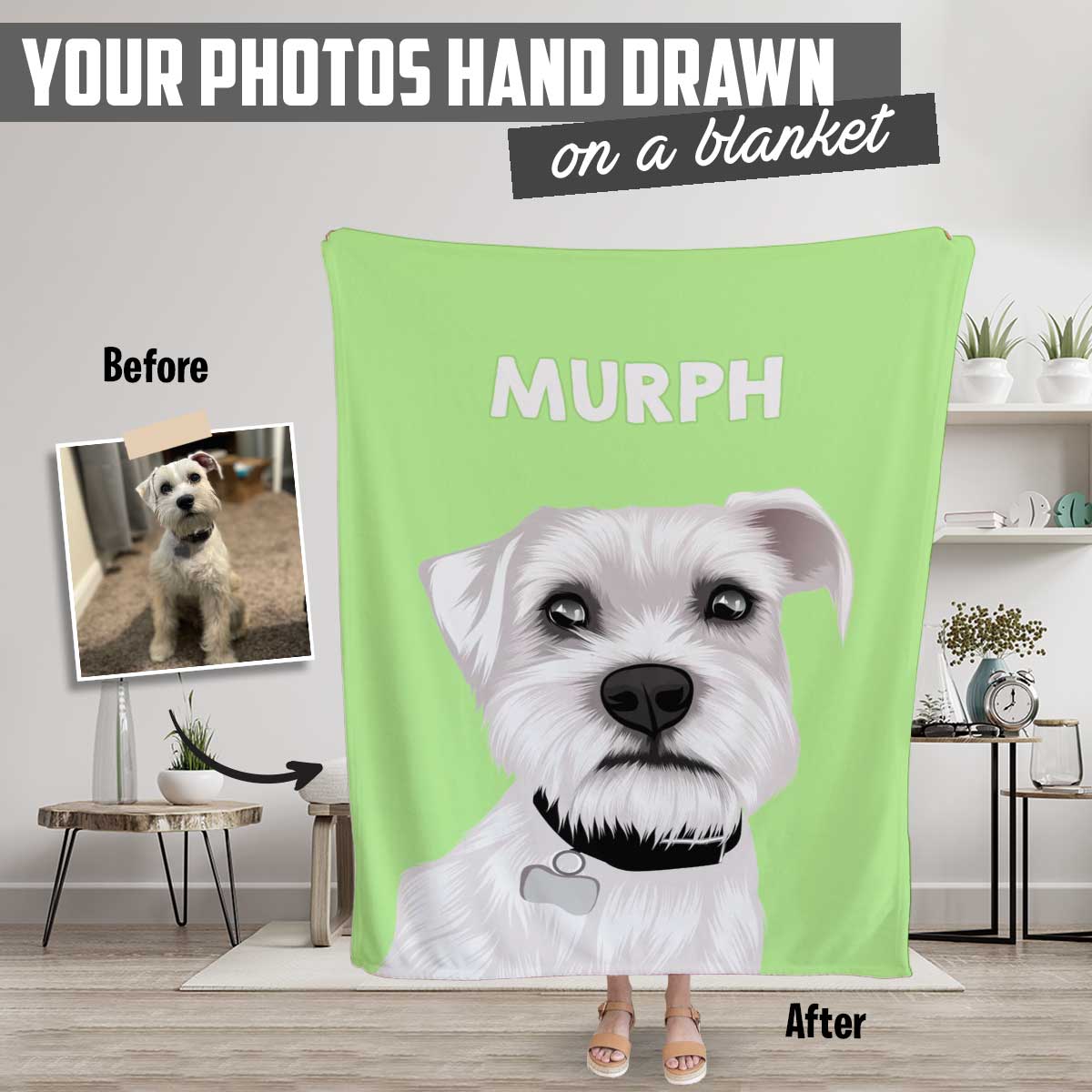 Custom Dog Portrait Blanket - Luxtopaz