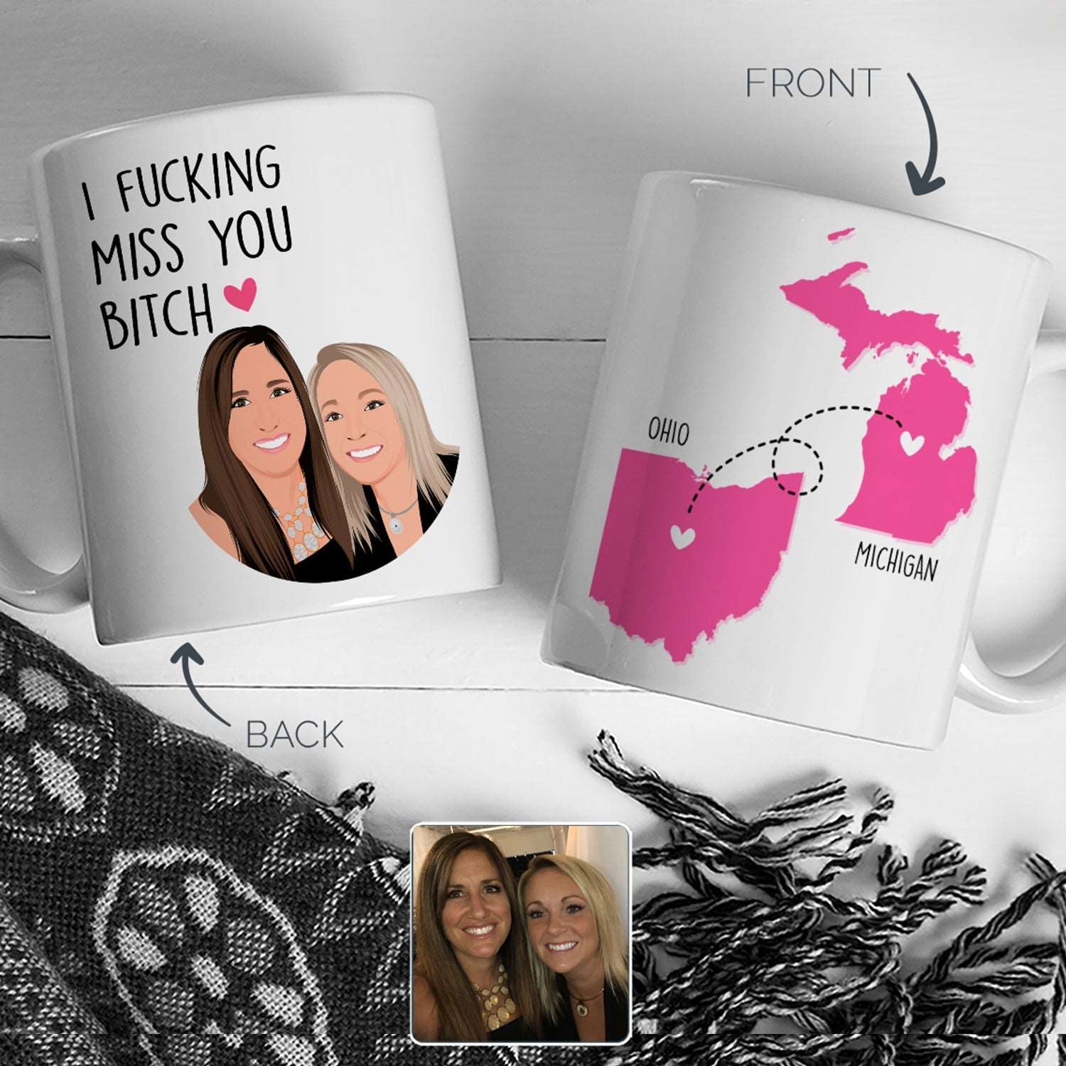 Customized BFF Map Mug - Luxtopaz