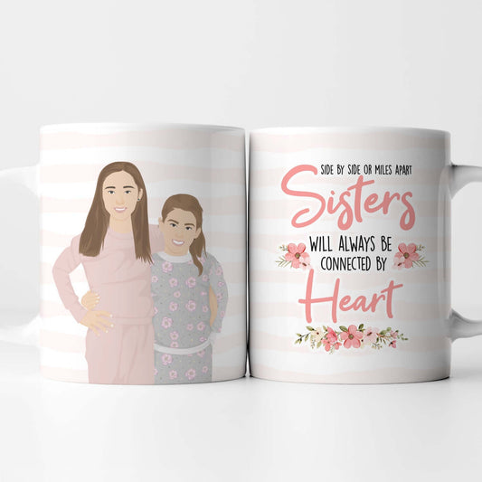 Personalized Sisters by Heart Mug - Luxtopaz