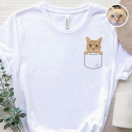 Kitty in Pocket T-Shirt - Luxtopaz