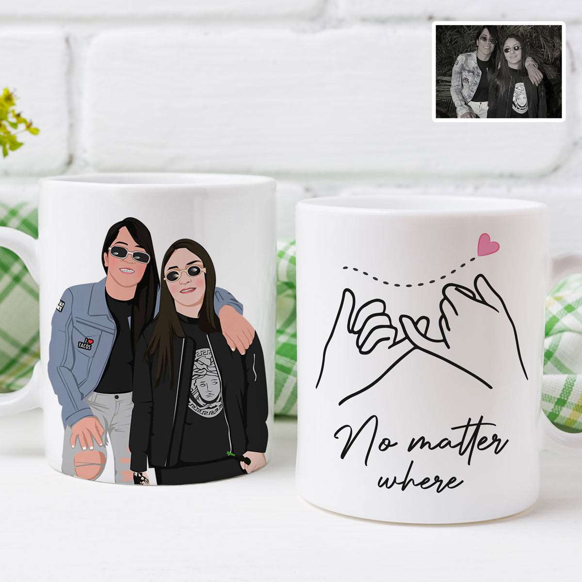 Custom No Matter Where Friends Mug - Luxtopaz