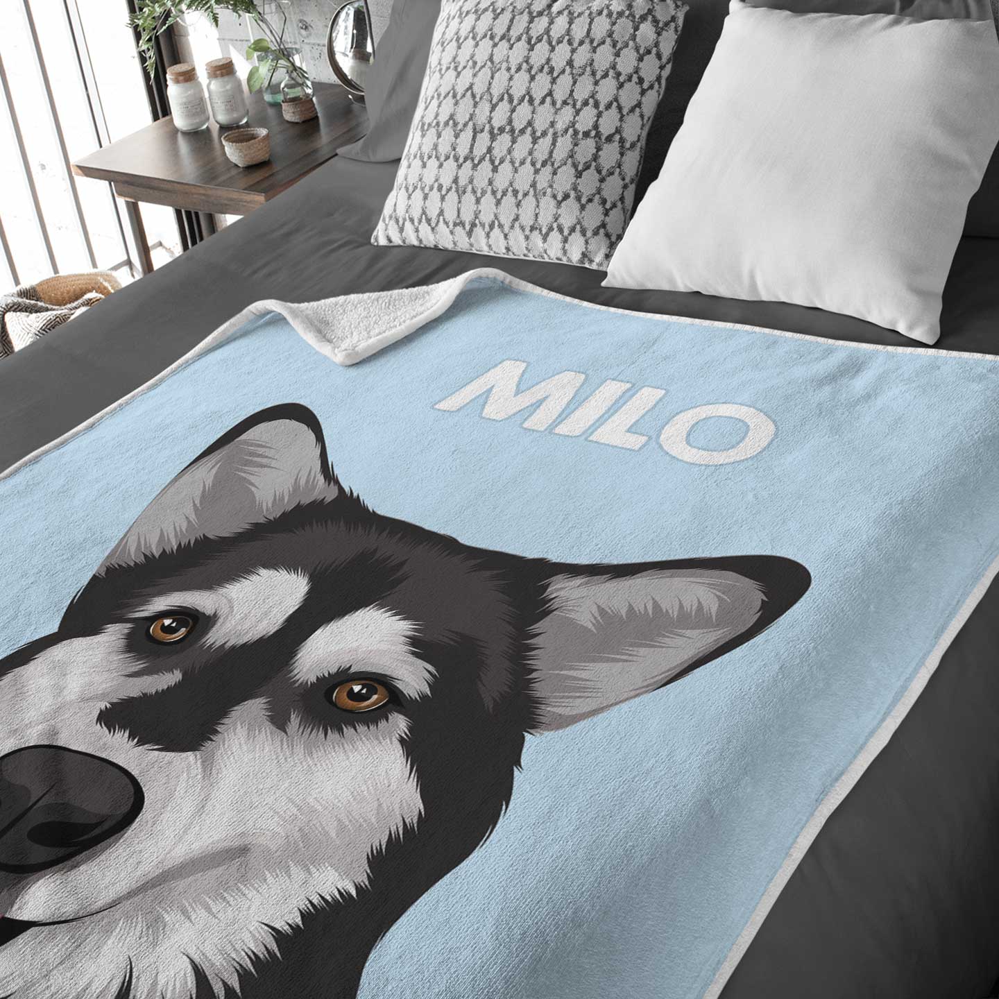 Custom Dog Portrait Blanket - Luxtopaz