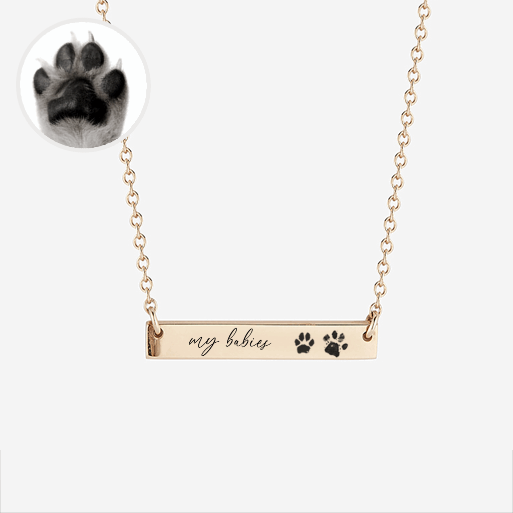 Custom Paw Print Bar Necklace - Luxtopaz